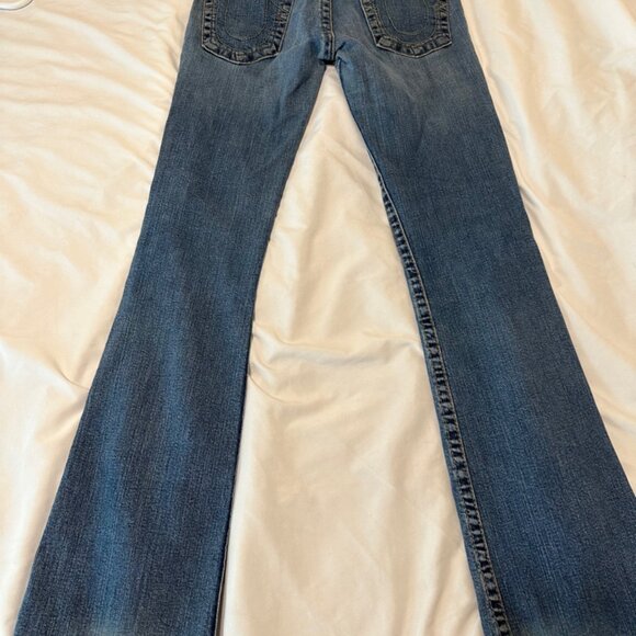 True Religion Women's Size 30 Blue Denim Stretch Slim Flare Jeans USA Made - Picture 5 of 16